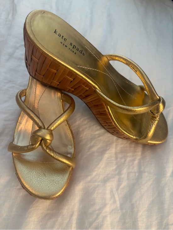 kate spade Shoes - kate spade Metallic Gold Knot Wedge Sandals 10